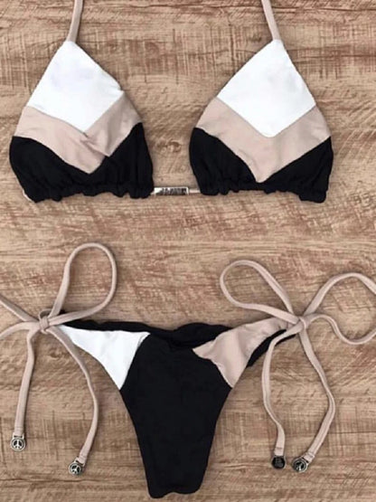 Color Block String Bikini