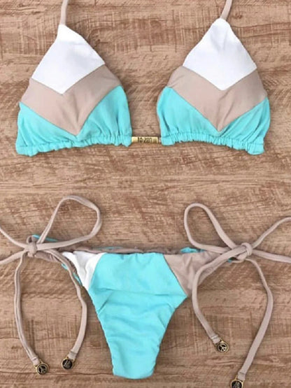 Color Block String Bikini