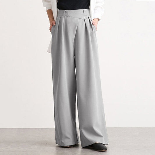 Nuevos pantalones de pierna ancha con diseño de cinturón Irregular y personalidad a la moda para mujer