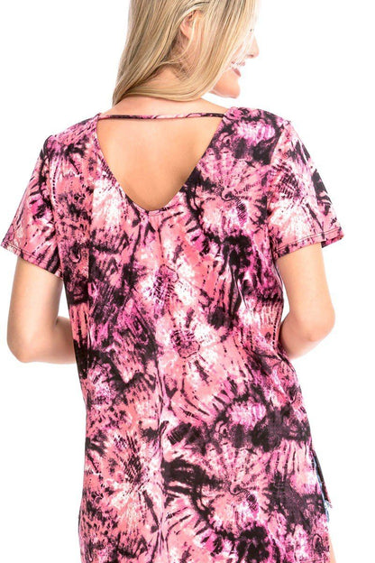 Tie Dye Print Short Sleeve Top