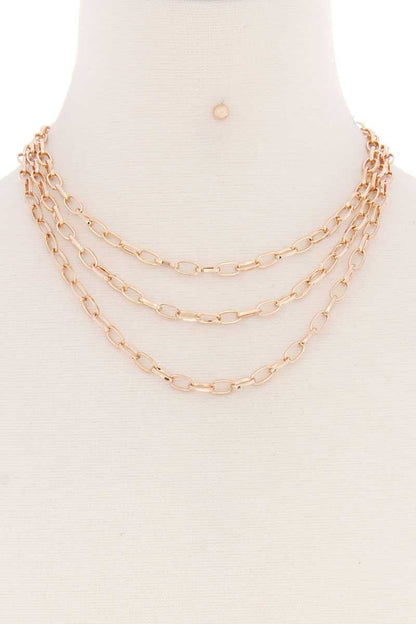 3 Simple Metal Chain Layered Necklace