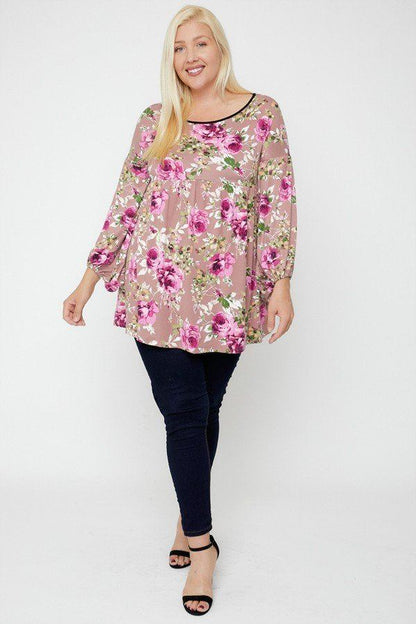 Floral, Bubble Sleeve Tunic