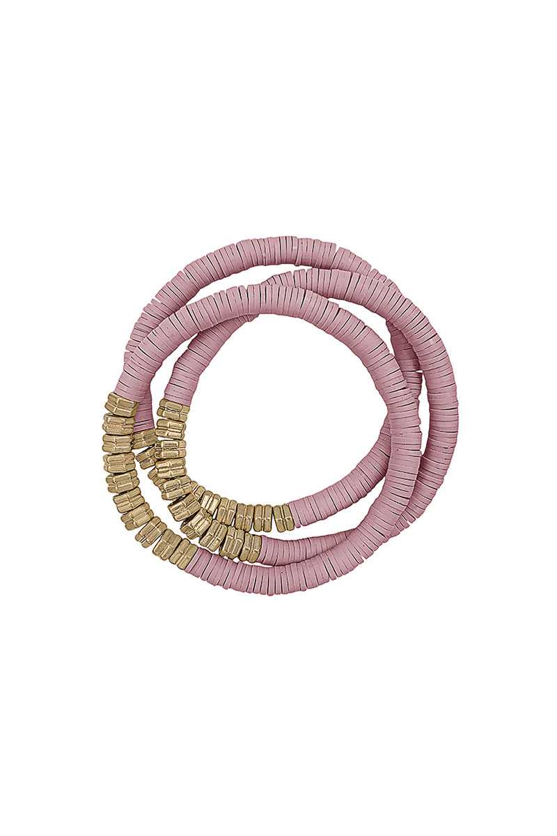 Pulseras elásticas con cuentas y triple anillo múltiple