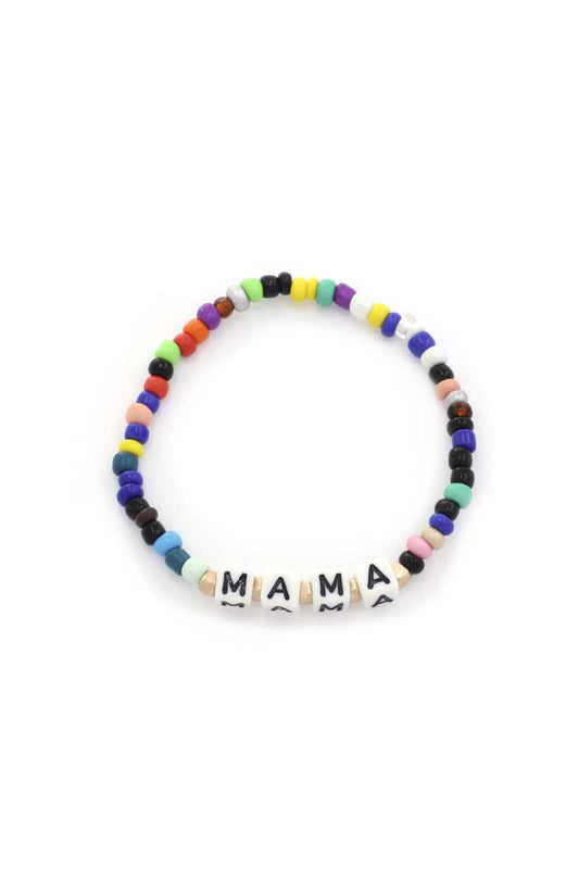 Pulsera elástica con cuentas y cita de mamá