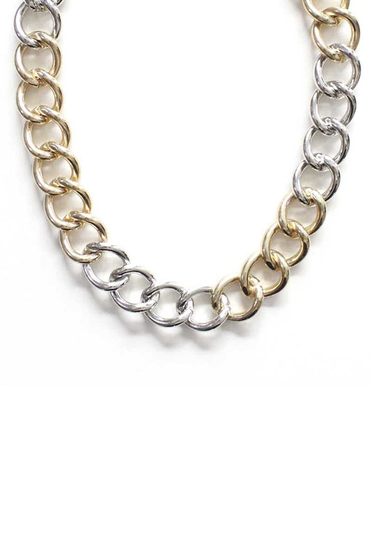 Fashion Metal Two Tone Necklace