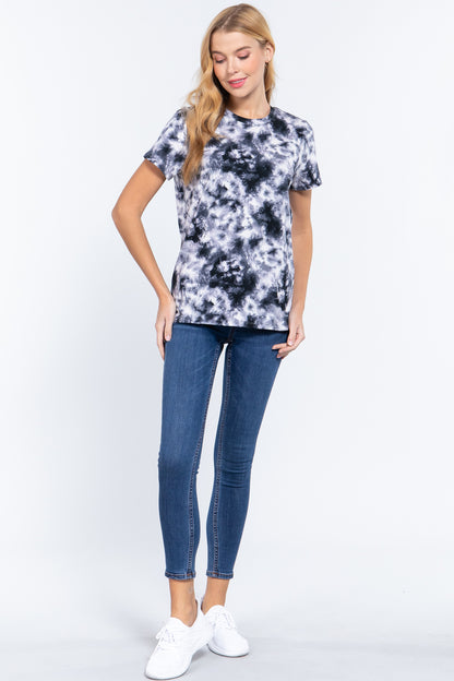 Short Slv Tie-dye Cotton Jersey Top