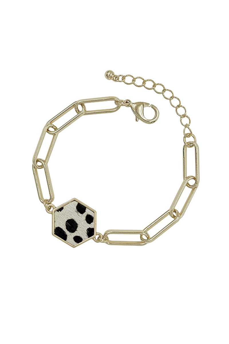 Pulsera de metal con forma de leopardo y cadena con pasador para ropa