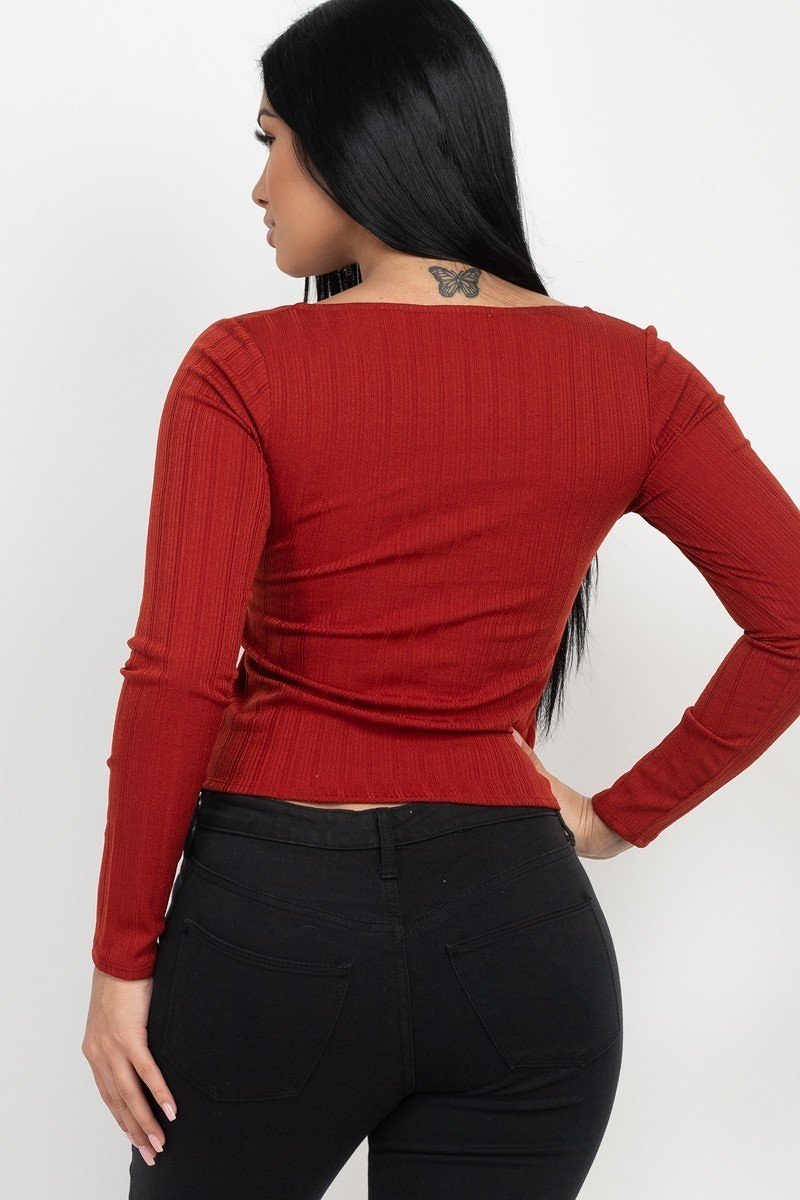 Shirred Square Neck Solid Top