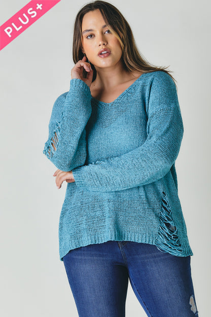 Plus Solid Round Neck Sweater