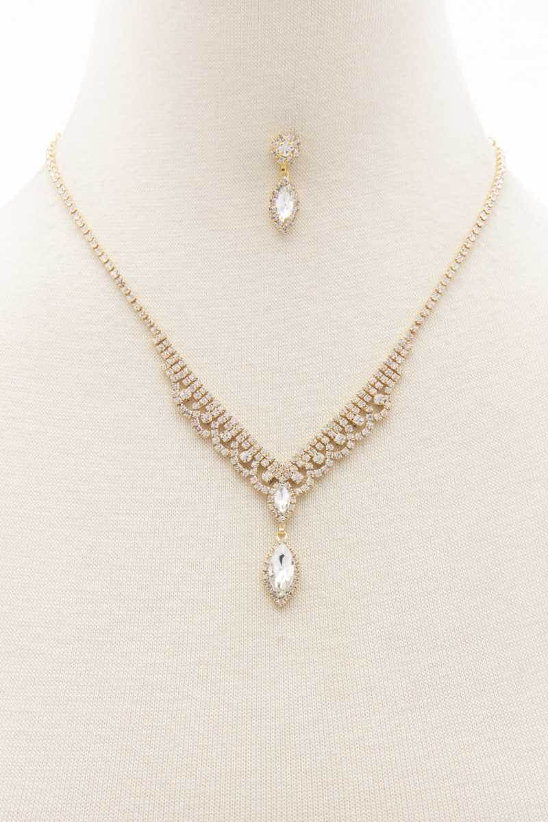 Marquise Shape Rhinestone Necklace