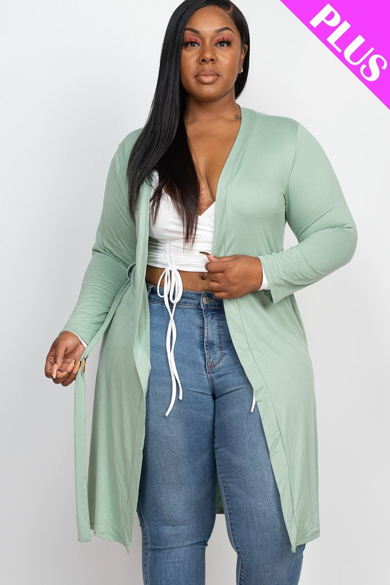 Long Sleeves Belted Cardigan