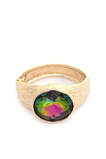 Brazalete de metal con cristales ovalados