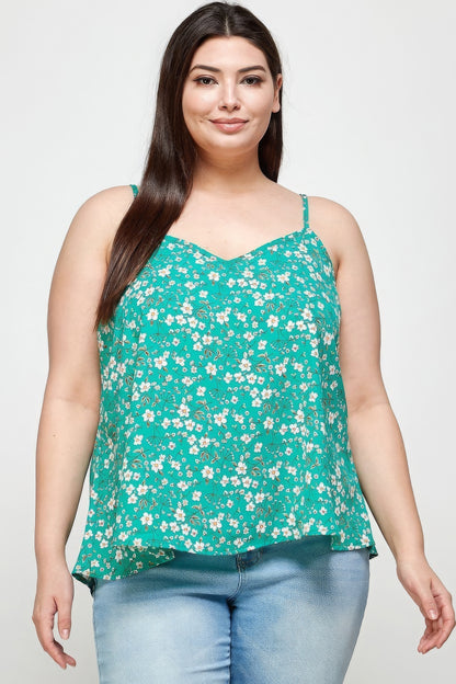 Plus Size Ditsy Floral Print Cami Top