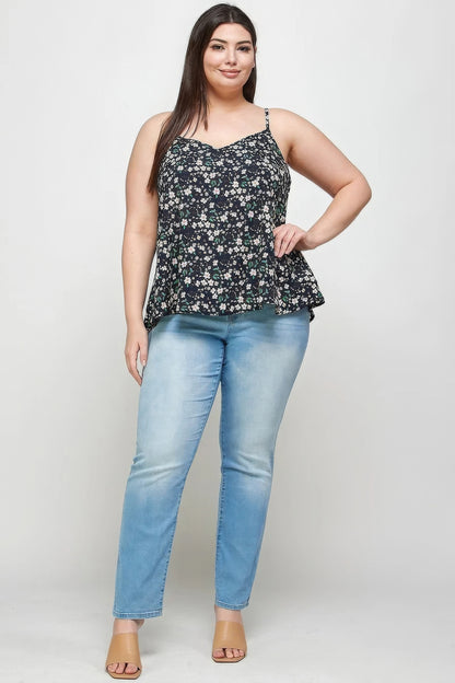 Plus Size Ditsy Floral Print Cami Top