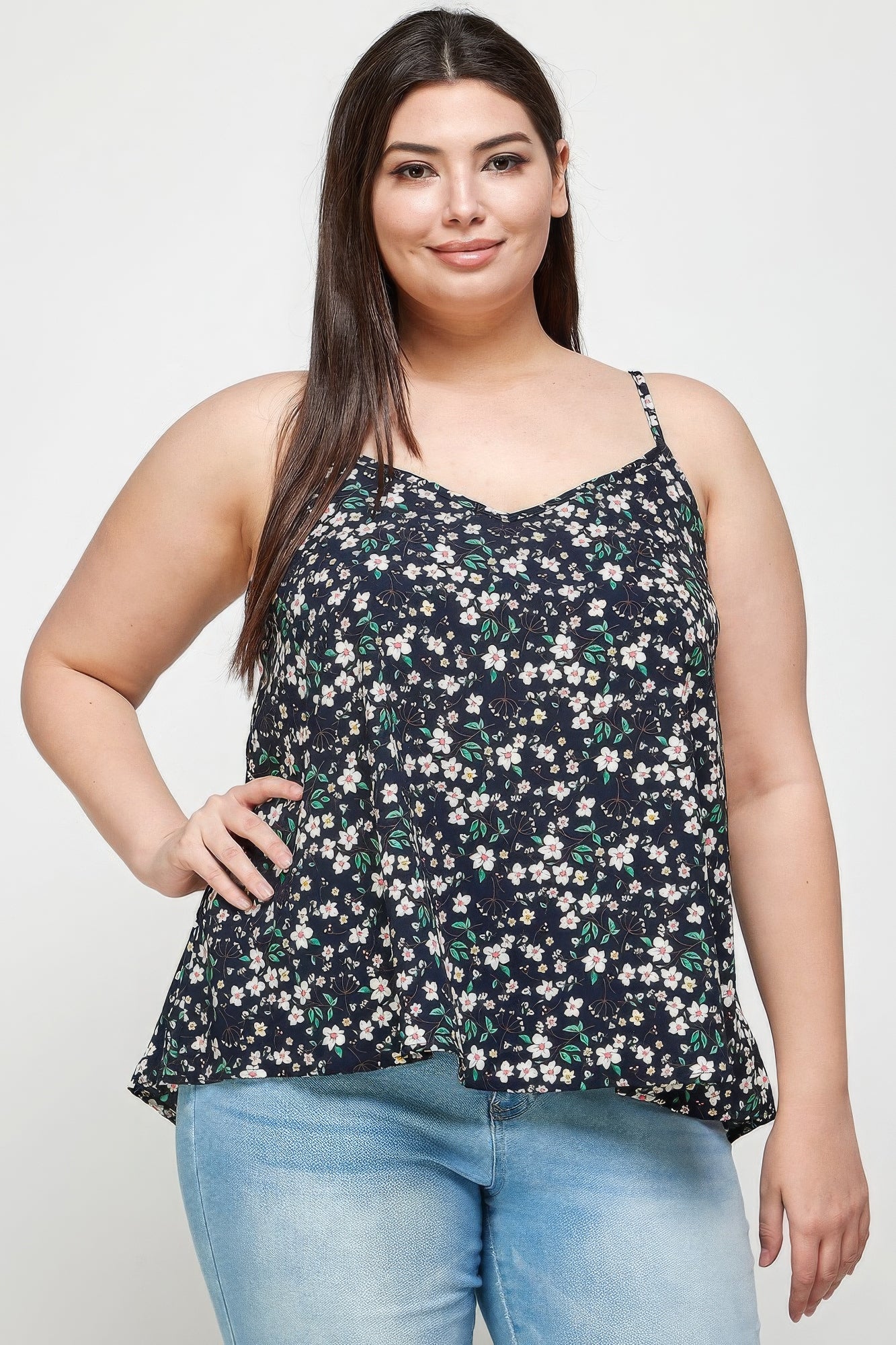 Plus Size Ditsy Floral Print Cami Top