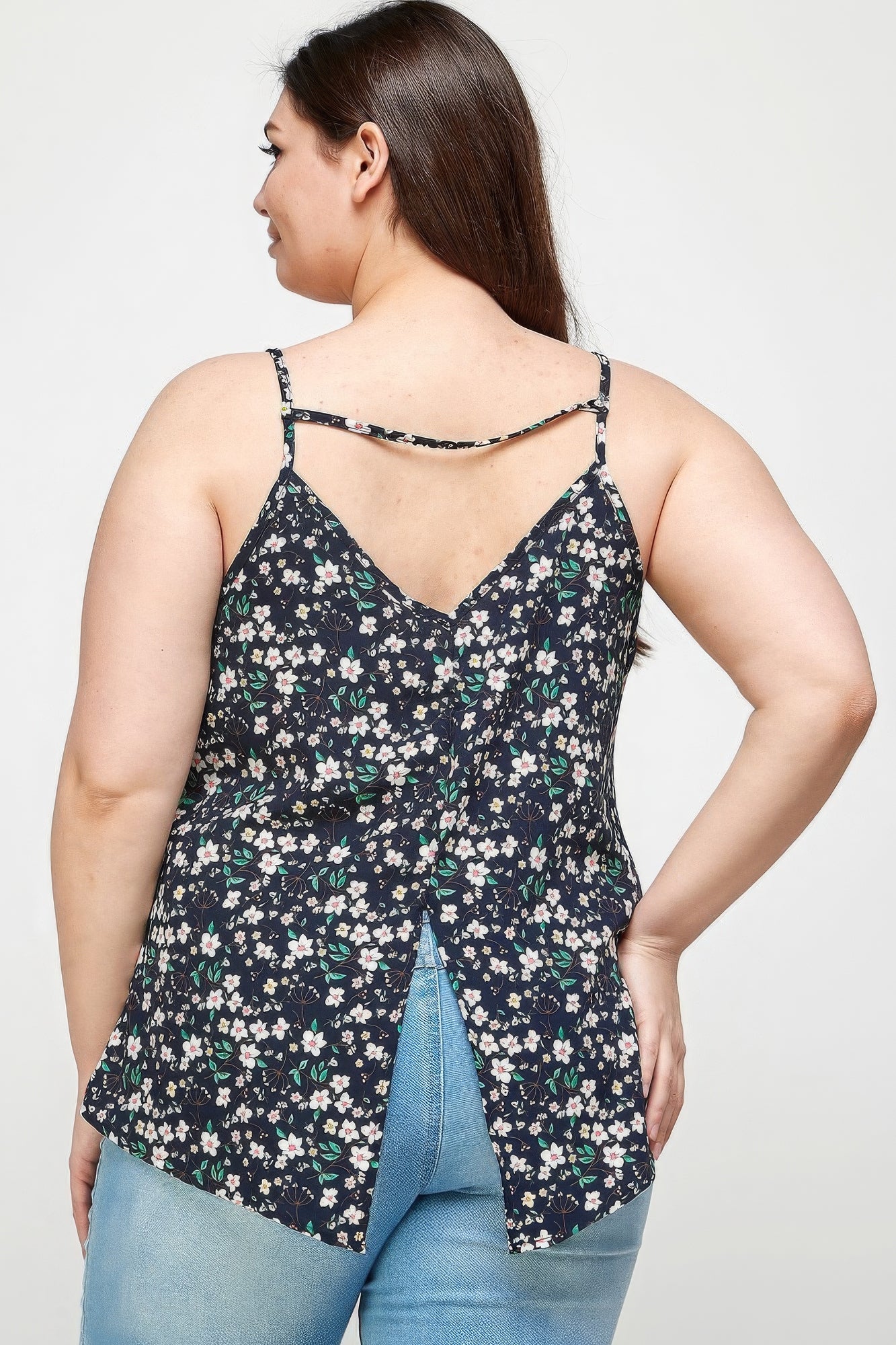 Plus Size Ditsy Floral Print Cami Top