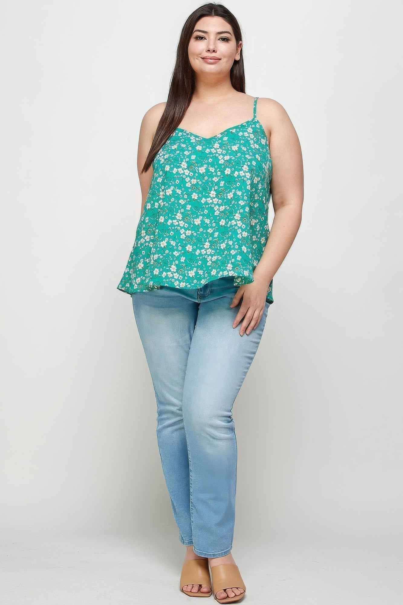 Plus Size Ditsy Floral Print Cami Top