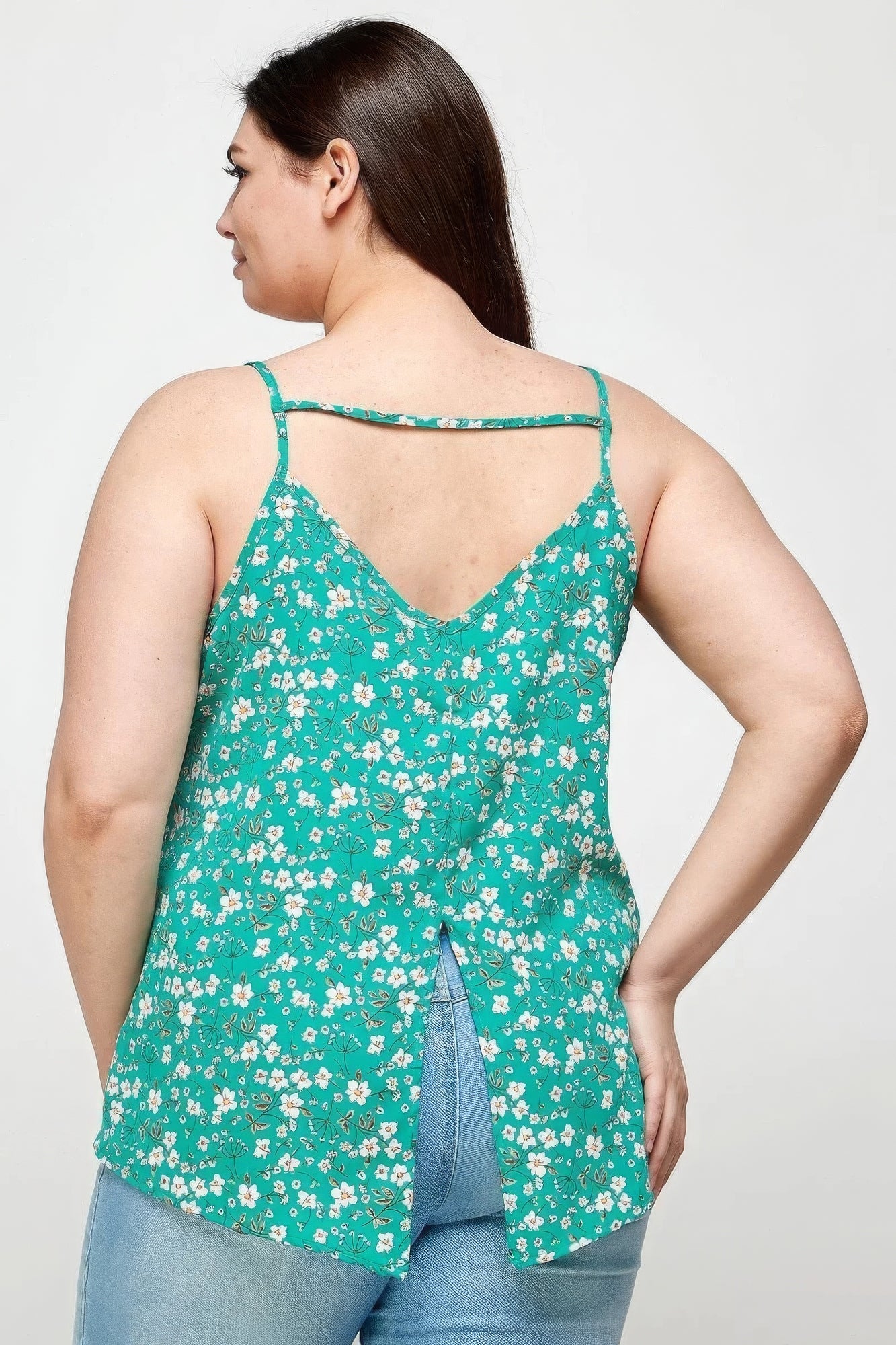 Plus Size Ditsy Floral Print Cami Top