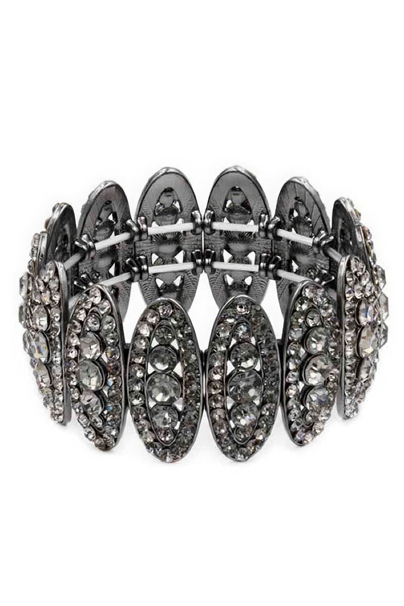 Pulsera elástica ovalada con diamantes de imitación