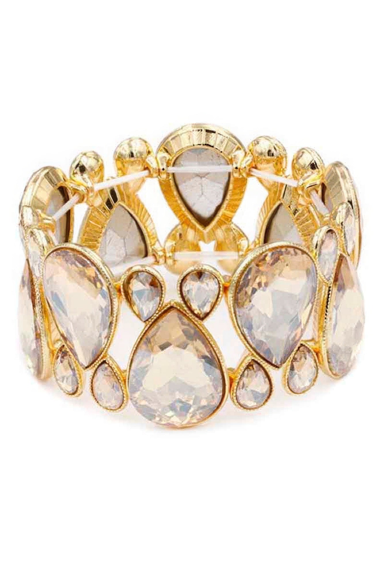 Pulsera elástica con piedras de cristal y gemas