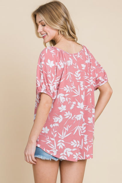 Floral T/r Span Babydoll Top