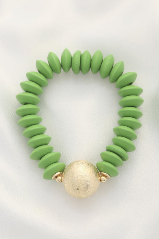 Pulsera de disco de madera con cuentas de bolas