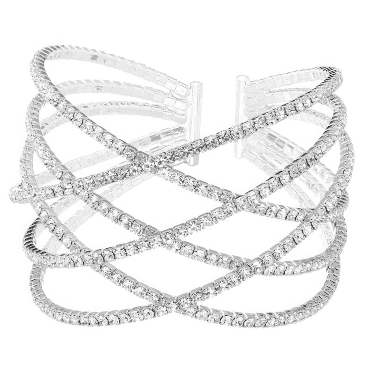 Pulsera de alambre de seis filas con diamantes de imitación