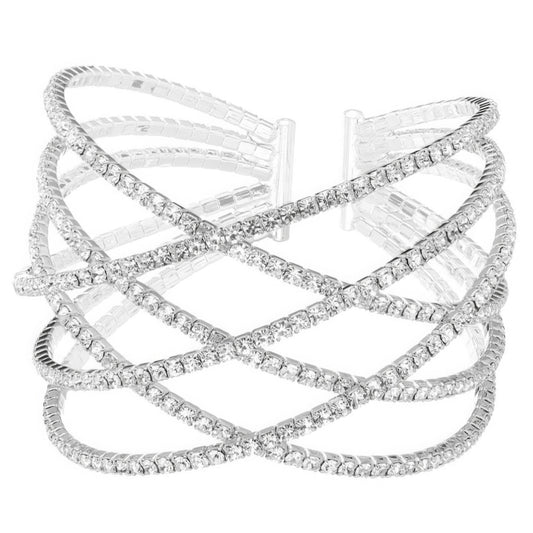 Pulsera de alambre de seis filas con diamantes de imitación