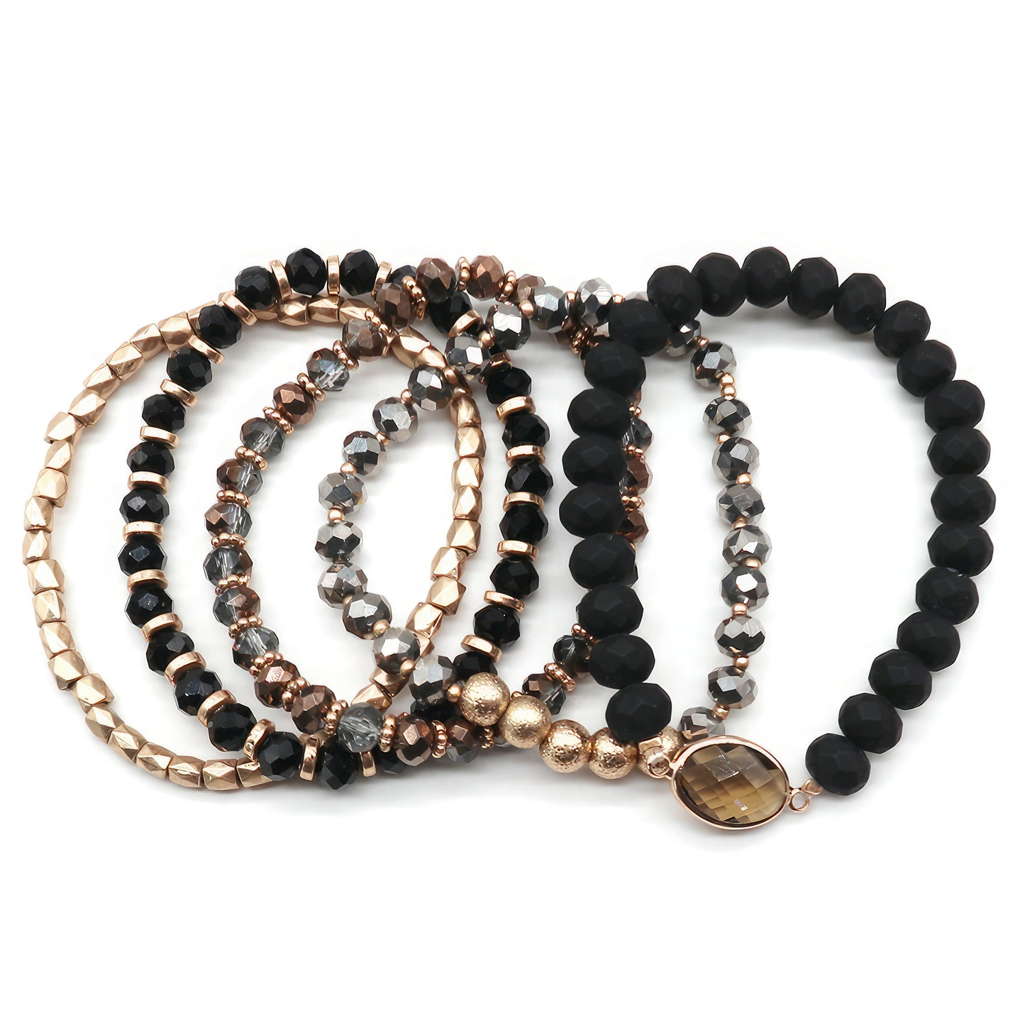 Conjunto de pulsera elástica con cuentas múltiples