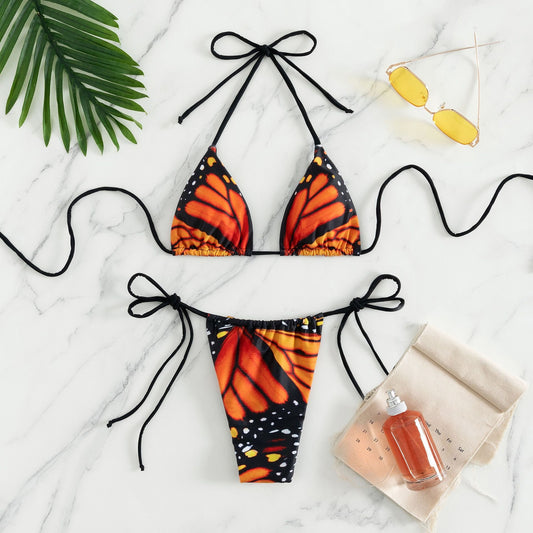 Strappy Orange Butterfly Bikini