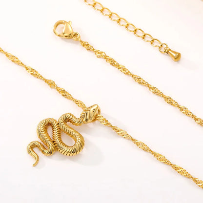 Goth Snake Pendant Necklace For Women Stainless Steel Gold Color Necklaces 2024 Trend Aesthetic Jewelry choker collares mujer