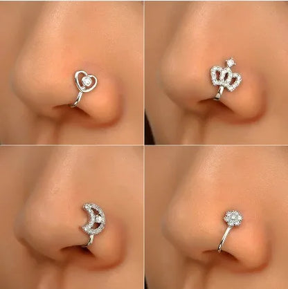 1PCS Stainless Steel Spiral Fake Nose Ring Cuff Non Piercing Nose Ring Clip On Fake Ear Cuff Earrings Women Jewelry