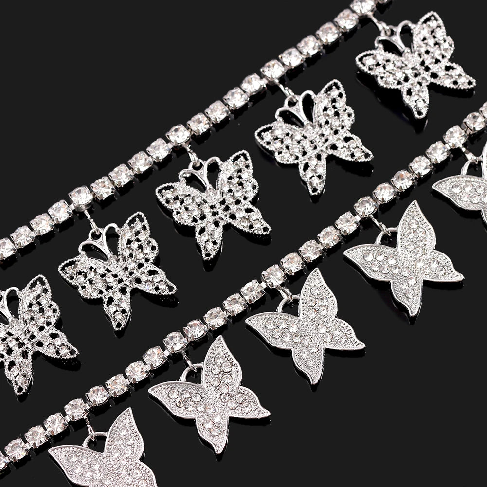 Caraquet Shining Crystal Maple Leaf Anklets for Women Gold Silver Color Full Rhinestone Tennis Chain Ankle Bracelet Jewelry Gift