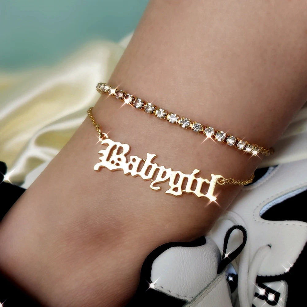 Caraquet Shining Crystal Maple Leaf Anklets for Women Gold Silver Color Full Rhinestone Tennis Chain Ankle Bracelet Jewelry Gift