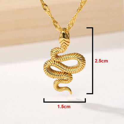 Goth Snake Pendant Necklace For Women Stainless Steel Gold Color Necklaces 2024 Trend Aesthetic Jewelry choker collares mujer