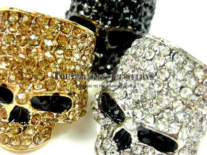 Brand Skull Rings for Men Rock Punk Unisex Crystal Black/Gold Color Biker Ring Male Fashion Jewelry Wholesale