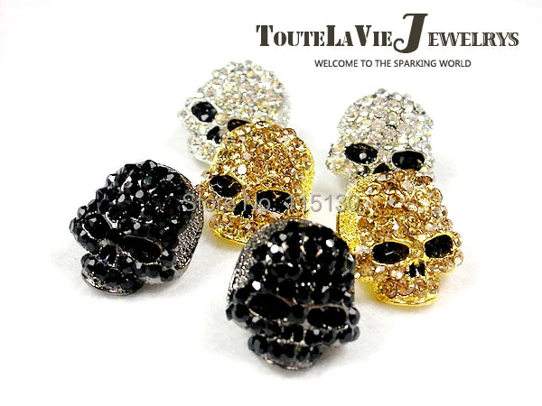 Brand Skull Rings for Men Rock Punk Unisex Crystal Black/Gold Color Biker Ring Male Fashion Jewelry Wholesale