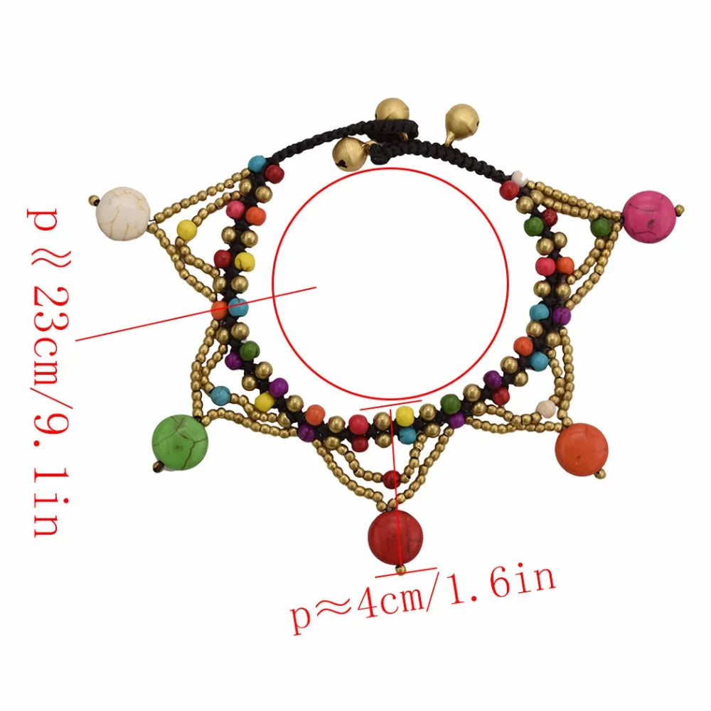 Ethnic Boho Colorful Charm Beads Ankle Chain Anklets For Women Bohemian Female Dance Party Beach Foot Jewelry bracelet cheville