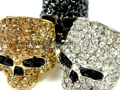 Brand Skull Rings for Men Rock Punk Unisex Crystal Black/Gold Color Biker Ring Male Fashion Jewelry Wholesale