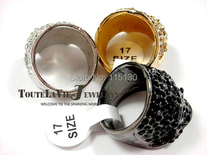 Brand Skull Rings for Men Rock Punk Unisex Crystal Black/Gold Color Biker Ring Male Fashion Jewelry Wholesale