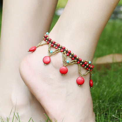 Ethnic Boho Colorful Charm Beads Ankle Chain Anklets For Women Bohemian Female Dance Party Beach Foot Jewelry bracelet cheville