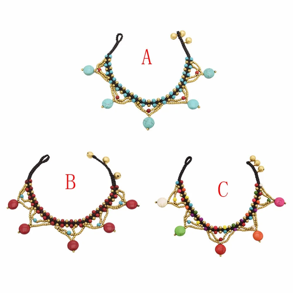 Ethnic Boho Colorful Charm Beads Ankle Chain Anklets For Women Bohemian Female Dance Party Beach Foot Jewelry bracelet cheville