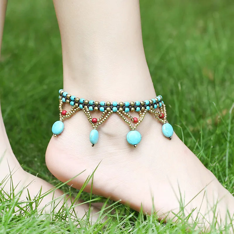 Ethnic Boho Colorful Charm Beads Ankle Chain Anklets For Women Bohemian Female Dance Party Beach Foot Jewelry bracelet cheville