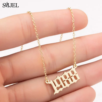 SMJEL Personalize Year Number Necklaces for Women Birth Special Date 1982 1989 2000 1999 Birthday Gift from 1980 to 2024