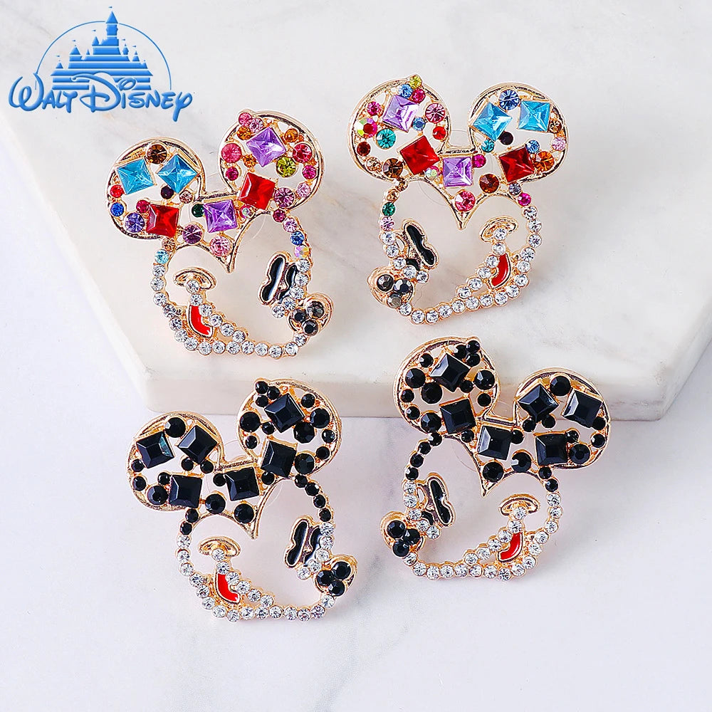 New Disney Boho Mickey Mouse Cute Design Cartoon Rhinestone Earrings Fashion Wedding Ear Stud Birthday Christmas Gift Jewelry