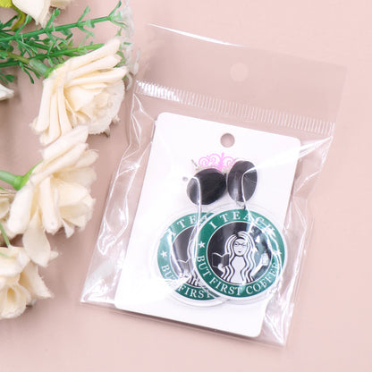 1pair New product CN Drop i teach but first coffee double faces printing TRENDY teacher gift Acrylic earrings Jewelry for women