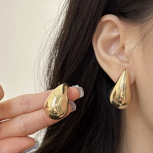 Women's Stud Earrings New Stylish Water Drop Metal Material Earrings for Female New in Trendy Ear Jewelry christmas 2024