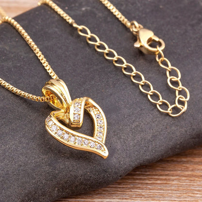 Nidin Romantic Heart Love Pendant Necklace for Women Choker Long Chains Neck Gold Color Collar Lovers Gift Boho Party Jewelry