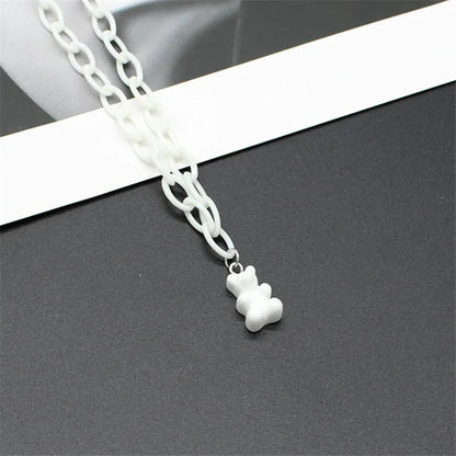 Candy Color Gummy Resin Bear Necklace for Women Girls Acrylic Chain Collare Pendants Wholesale Jewelry Gifts