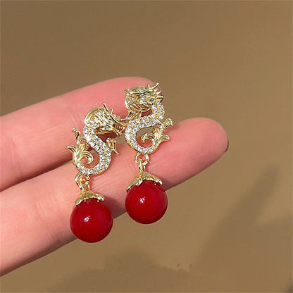 Chinese Style Vintage Dragon Dangle Earrings for Women New Year Dragon Animal Totem Earring Girls Party Personality Jewelry Gift